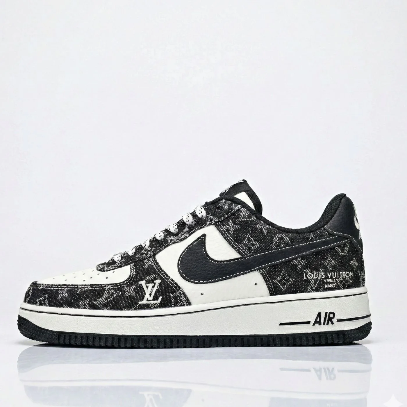 Black Denim LV Air Force 1 - Image 3