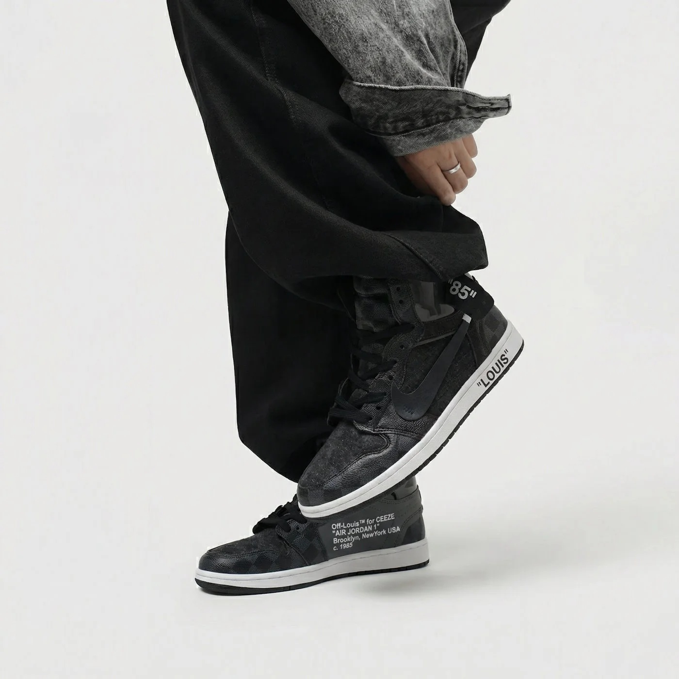 Black Off-Louis LV Jordan 1 - Image 6