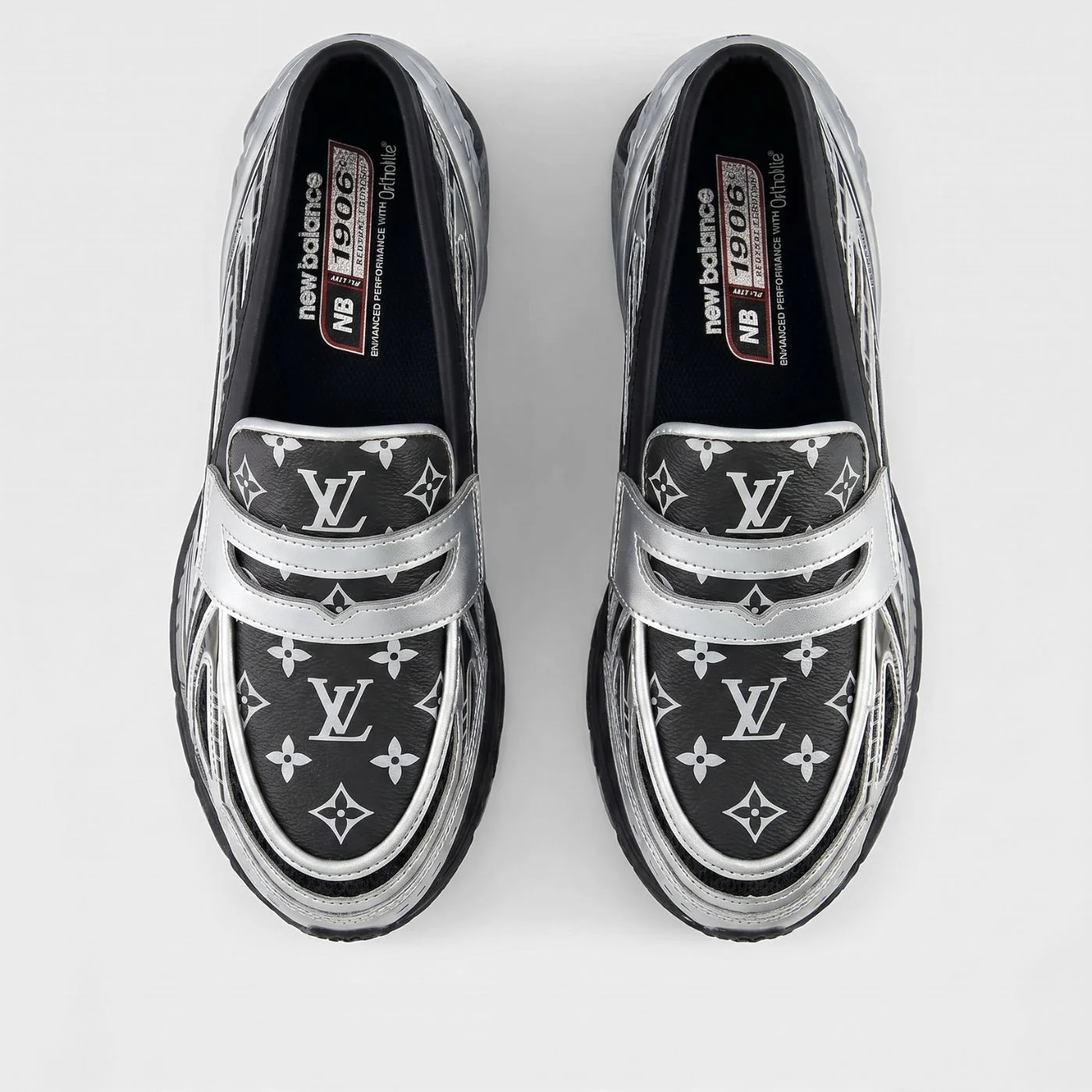 Silver Black LV New Balance 1906L Loafers - Image 6