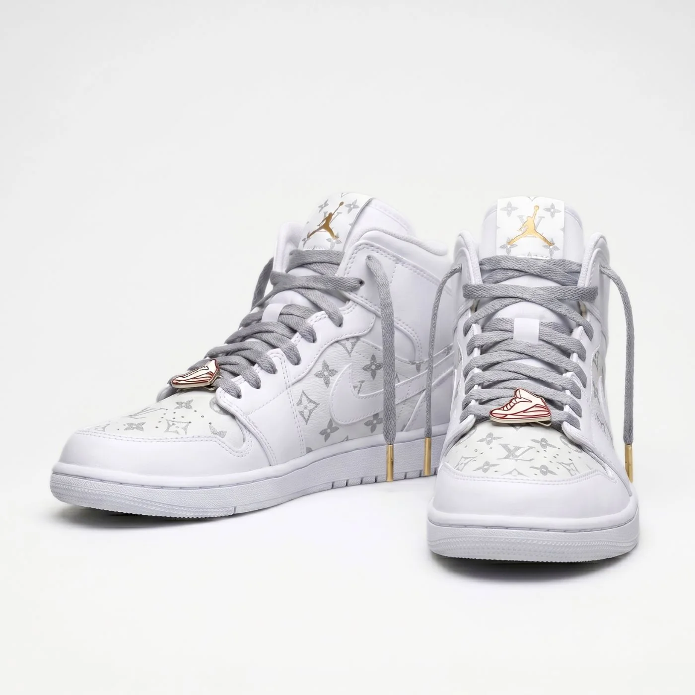 White LV Jordan 1 Mid - Image 3
