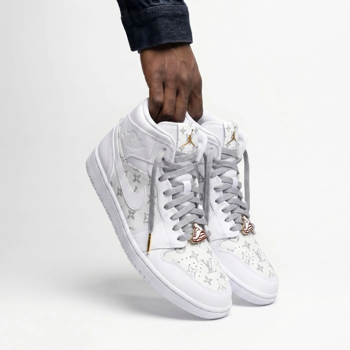 White LV Jordan 1 Mid - Image 4