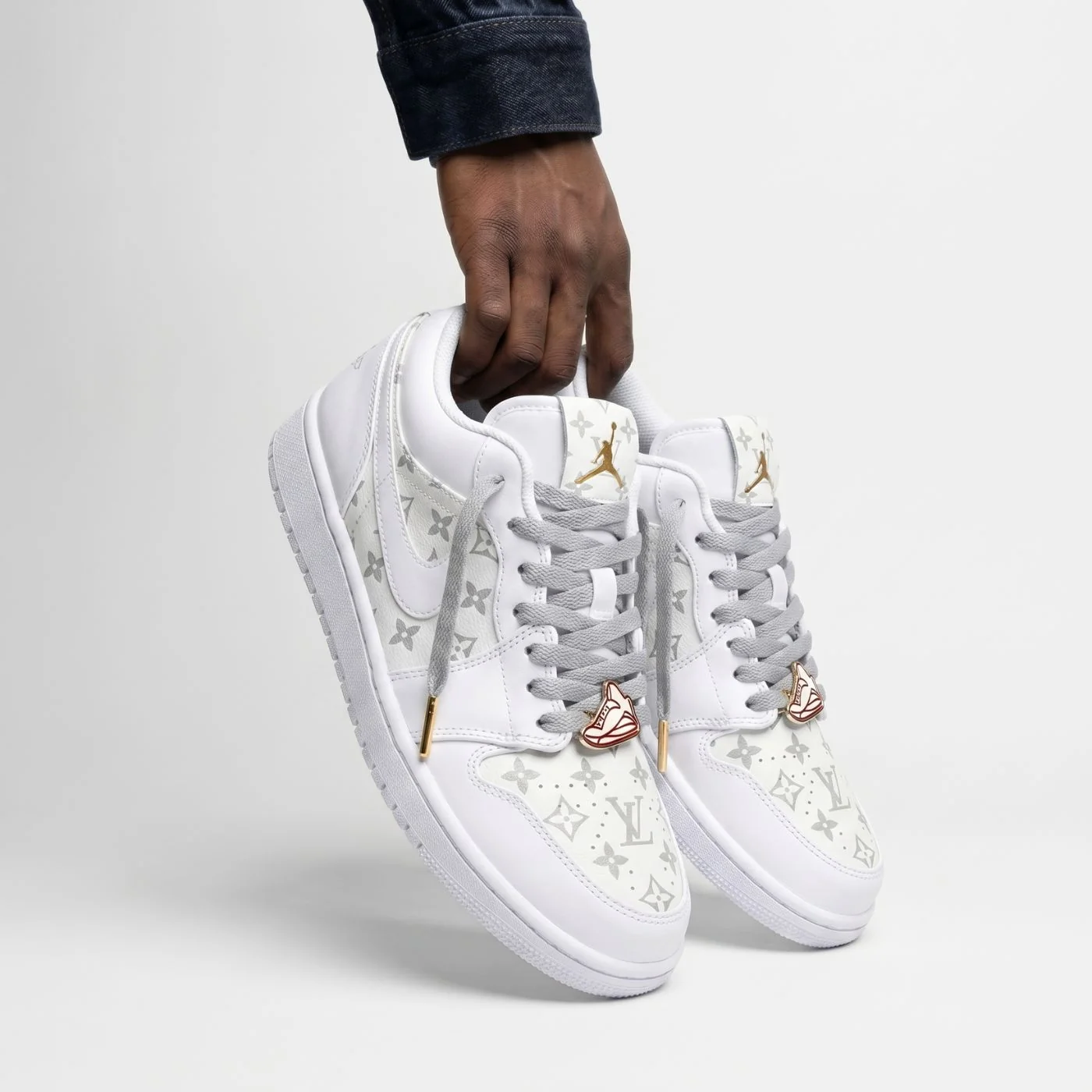 White LV Jordan 1 Low - Image 3