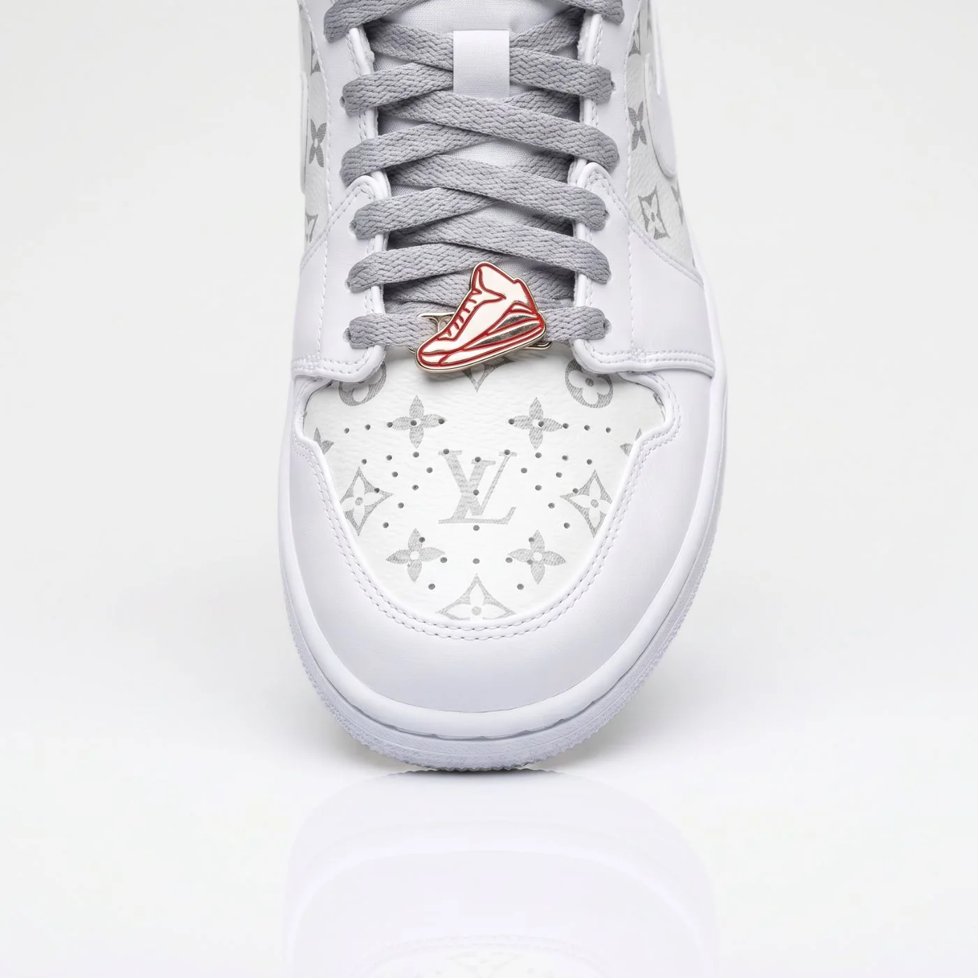 White LV Jordan 1 Mid - Image 5